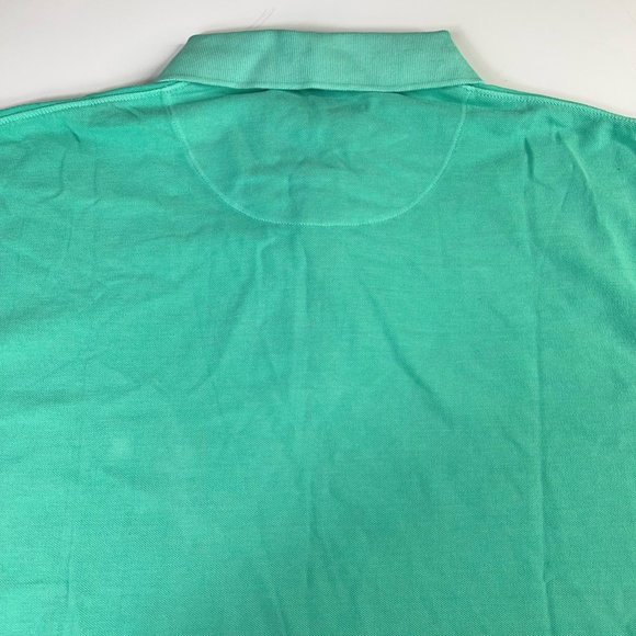 Peter Christian Mens Polo Shirt Green Short Sleeve Slit 100% Cotton 2XL New - Picture 3 of 11